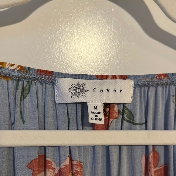 FEVER | Floral Belled Sleeve Blue Top Blouse - Picture 5 of 8